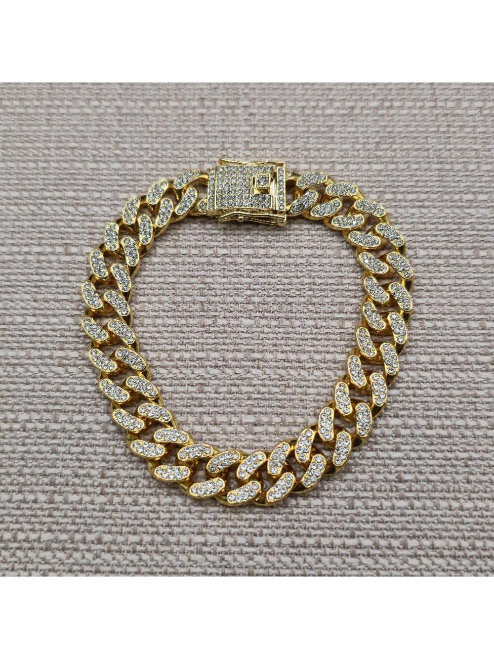 9 Inch Iced Out Miami Cuban Link Chain Hip Hop Bracelet A8650